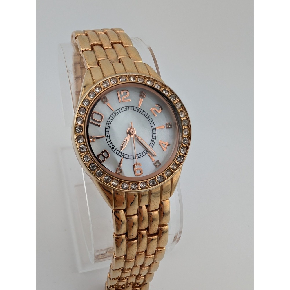 Women's Rose Gold Quartz Watch 28mm‎ Case MOP Dial 7" Band- New Battery
